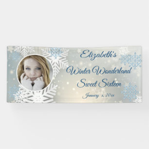 Sweet Sixteen, Winter Wonderland, Snowflakes, Banner