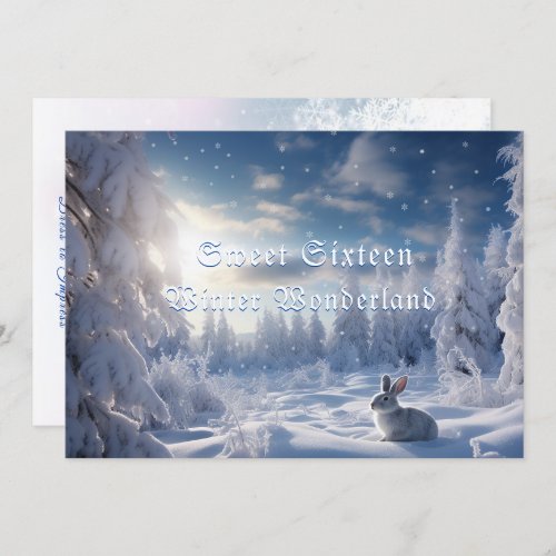 Sweet Sixteen Winter Wonderland White Rabbit Invitation