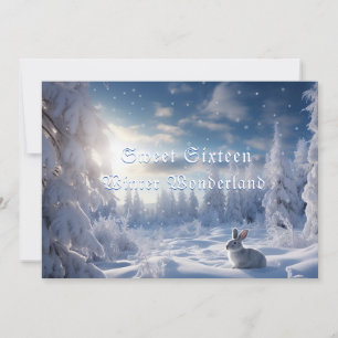 Sweet Sixteen Winter Wonderland White Rabbit Invitation