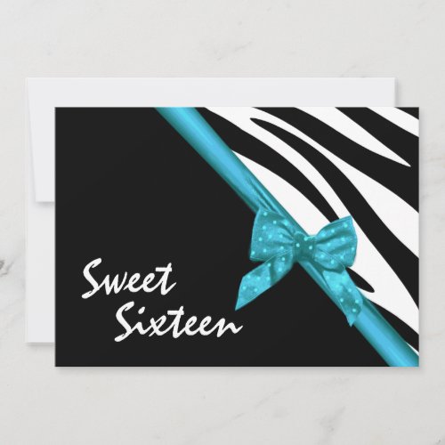 Sweet Sixteen Zebra and Ribbon Invites