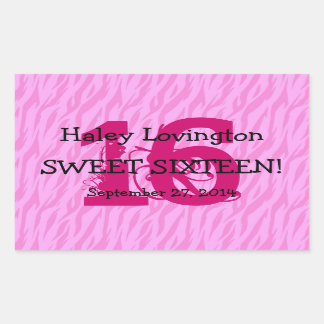 Sweet Sixteen Zebra Birthday Celebration Gift Y342 Rectangular Sticker