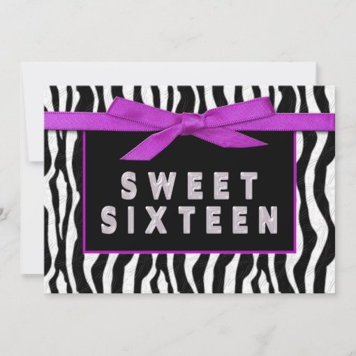 Sweet Sixteen Zebra Birthday Party Invitation Zazzle