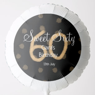 Sweet Sixty add name date birthday yellow polka do Balloon