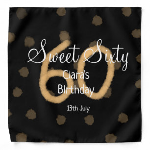 Sweet Sixty add name date birthday yellow polka do Bandana