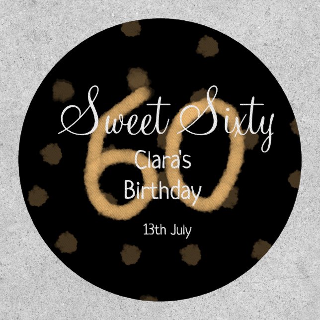 Sweet Sixty add name date birthday yellow polka do Patch (Front)