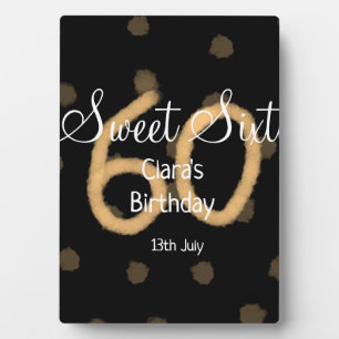 Sweet Sixty add name date birthday yellow polka do Plaque
