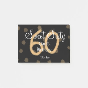 Sweet Sixty add name date birthday yellow polka do Post-it Notes