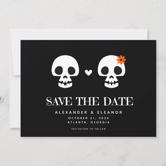 Sweet Skulls Customizable Save the Date Card (Front)