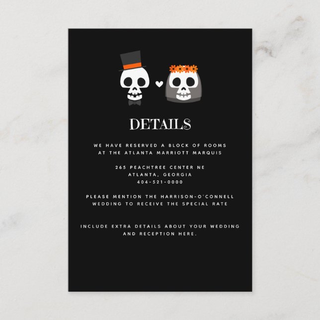 Sweet Skulls Wedding Invitation Enclosure Card (Front)
