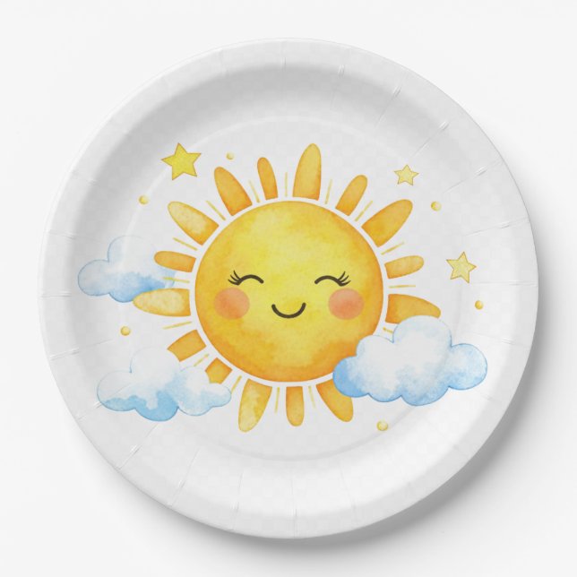 Sweet Sky Baby Shower Paper Plates (Front)