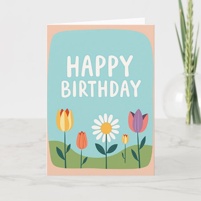 Sweet Sky Blue Birthday Card (Front)