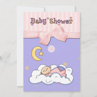 Sweet Sleeping Baby Girl Shower Invitation