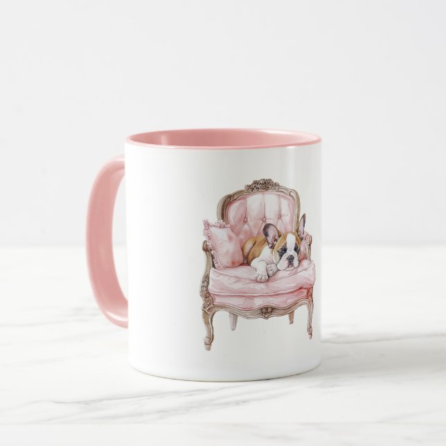 Sweet Sleeping Black Cream Puppy Dog Mug (Front Left)