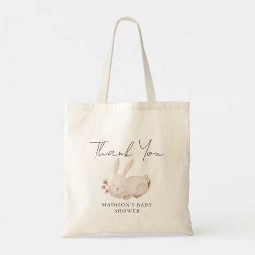 Sweet Sleeping Bunny Calligraphy Baby Shower Tote Bag