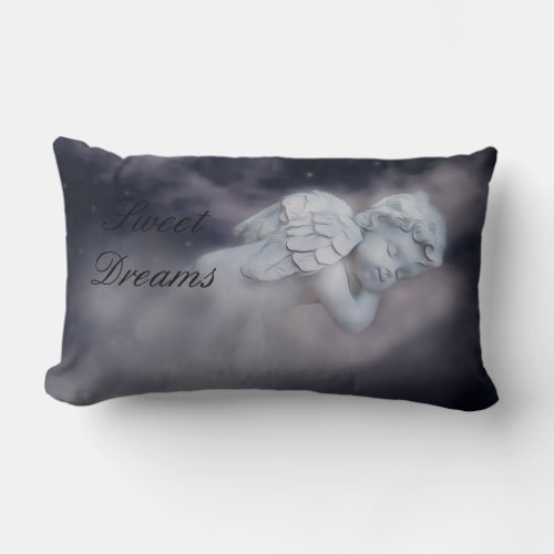 Sweet Sleeping Cherub On Clouds Lumbar Pillow