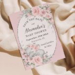 Sweet Sleeping Elephant Pink Floral Baby Shower Save The Date<br><div class="desc">Personalize this sweet elephant baby shower save the date easily and quickly. Simply click the customize it further button to edit the texts,  change fonts and fonts colors. Featuring beautiful watercolor pink flowers and a sweet baby elephant . Matching items available in store. (c) Somerset Fine Paperie</div>
