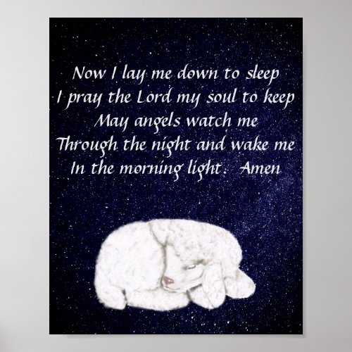 Sweet Sleeping Lamb _ Now I lay me Prayer Poster