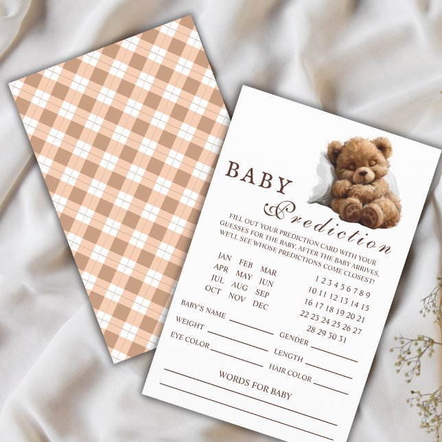 Sweet Sleeping Teddy Bear Baby Predictions Card Flyer (Creator Uploaded)