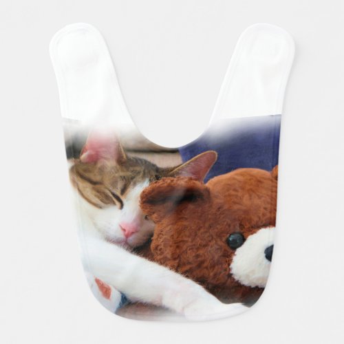 Sweet Sleepy Kitty with Teddy Bear Bib