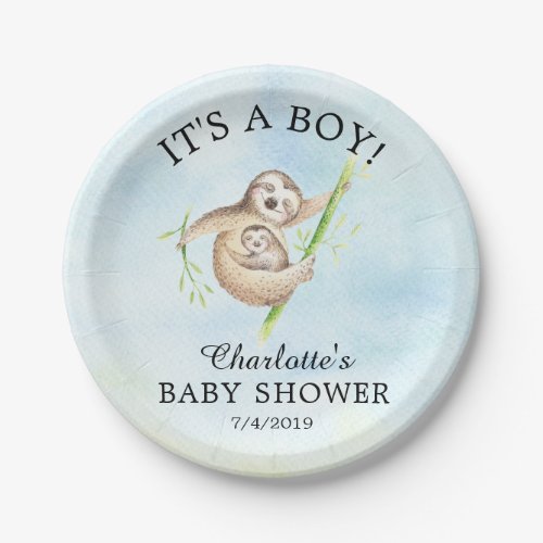 Sweet Sloth Baby Shower 7 Plate
