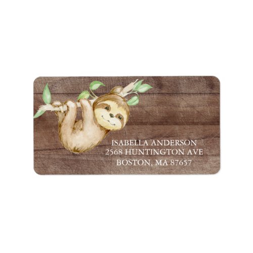 Sweet Sloth Baby Shower Address Label