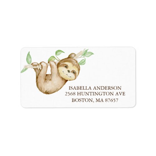 Sweet Sloth Baby Shower Address Label