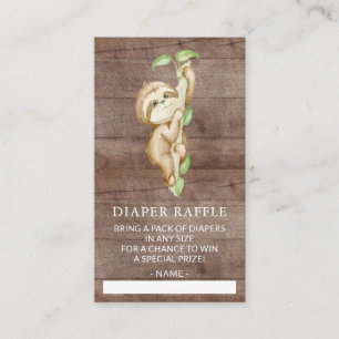 Sweet Sloth Baby Shower Diaper Raffle Ticket Enclosure Card