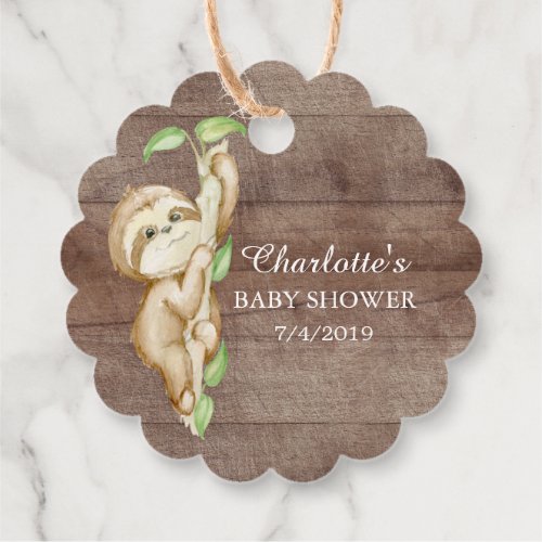 Sweet Sloth Baby Shower Favor Favor Tags