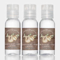 Sweet Sloth Baby Shower Favor Hand Sanitizer