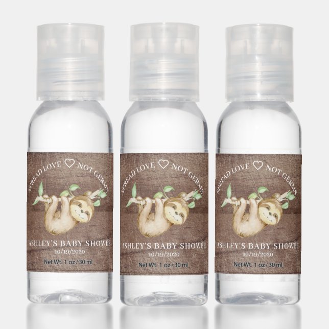 Sweet Sloth Baby Shower Favor Hand Sanitizer (Set)