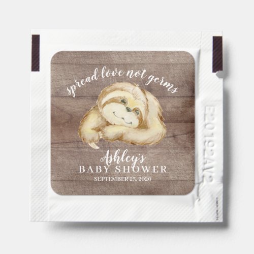 Sweet Sloth Baby Shower Favor Hand Sanitizer Packet