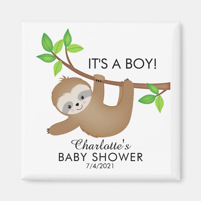 Sweet Sloth Baby Shower Favor  Magnet (Front)