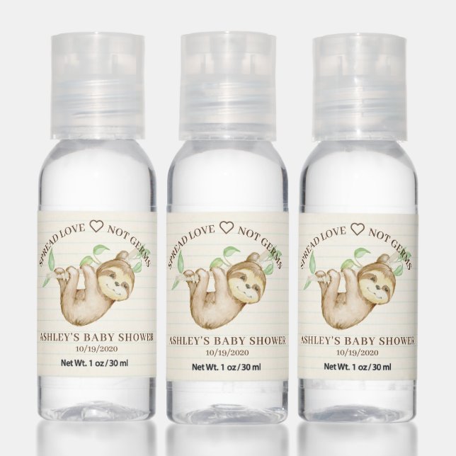 Sweet Sloth Baby Shower Hand Sanitizer (Set)