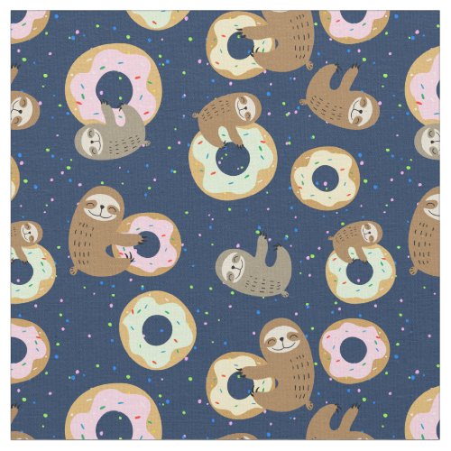 Sweet Sloth Donut Pattern Fabric
