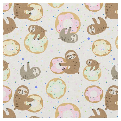 Sweet Sloth Donut Pattern Fabric