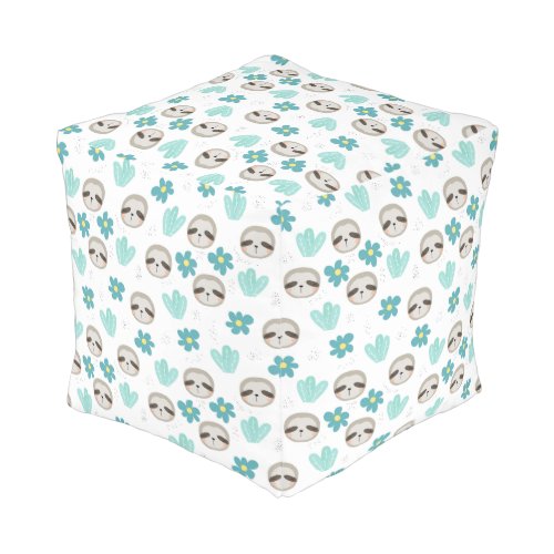 Sweet Sloth Floral Pattern Pouf