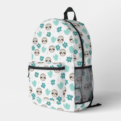 Sweet Sloth Floral Pattern Printed Backpack