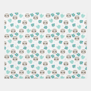 Sweet Sloth Floral Pattern Rug