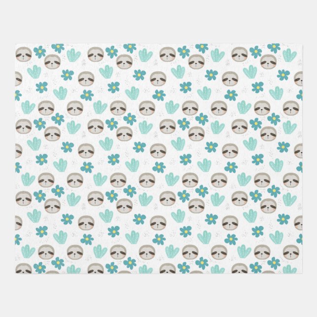 Sweet Sloth Floral Pattern Rug (Front)