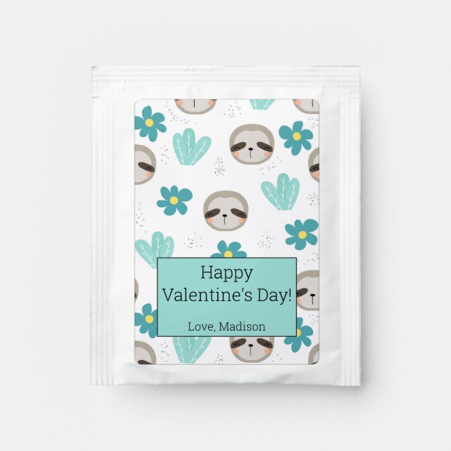 Sweet Sloth Floral Pattern Tea Bag Drink Mix (Front)
