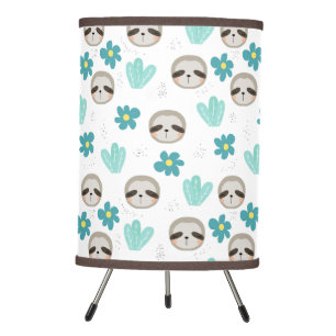 Sweet Sloth Floral Pattern Tripod Lamp