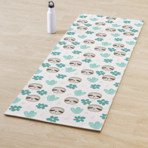 Sweet Sloth Floral Pattern Yoga Mat