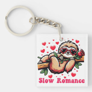 Sweet Sloth Moments: Valentine's Day Slow Romance Keychain