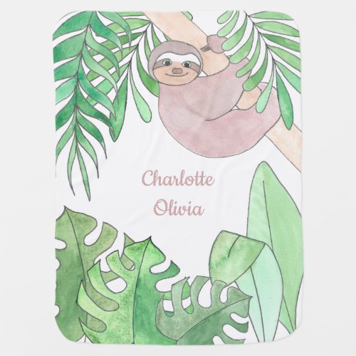 Sweet Sloth Personalized Baby Blanket