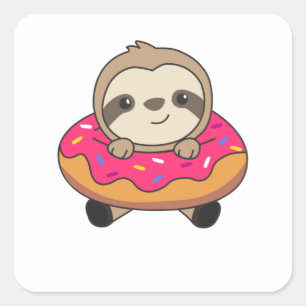 Sweet Sloth Sloth Loaf Donut Sprinkles Pink Square Sticker
