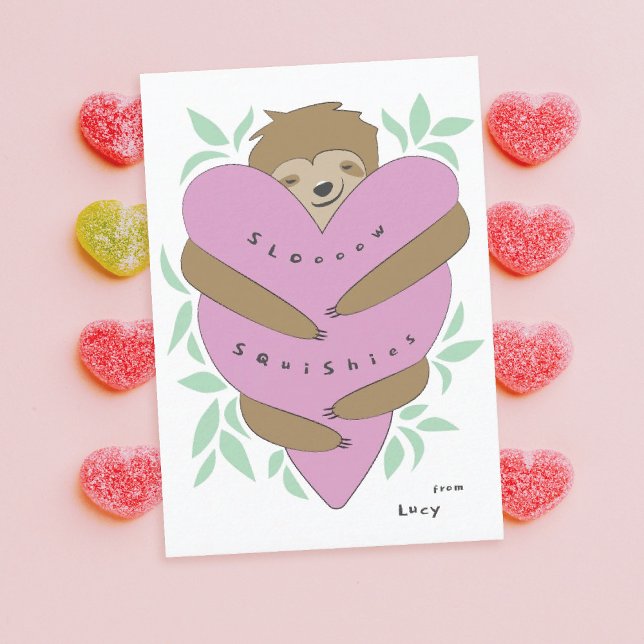 Sweet Sloth Squishies Valentine Card | Berry Pink (Creator Uploaded)