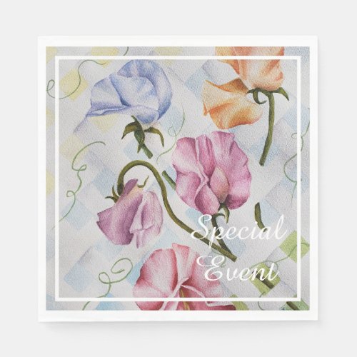 SWEET SMELLING SWEET PEAS MONOGRAM PARTY NAPKINS