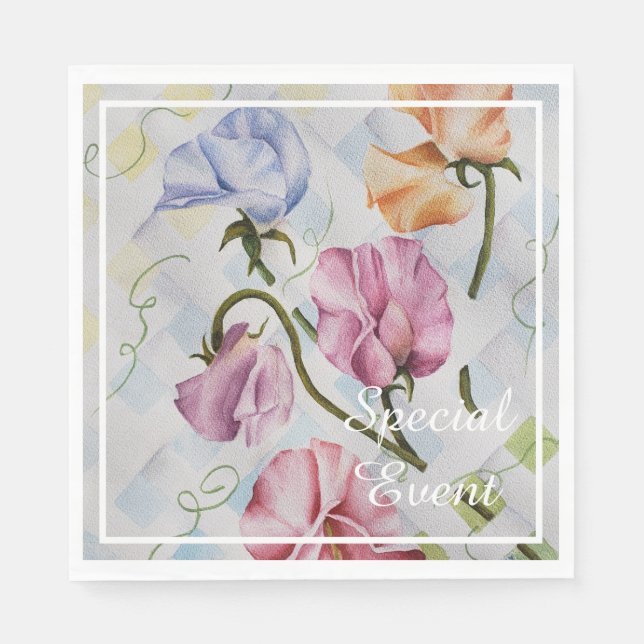 SWEET SMELLING SWEET PEAS MONOGRAM PARTY NAPKINS (Front)