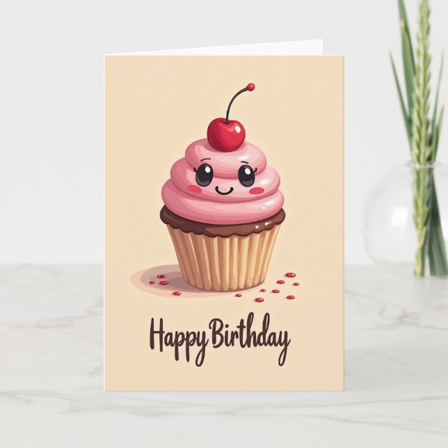 Sweet Smiling Cupcake Card (Front)