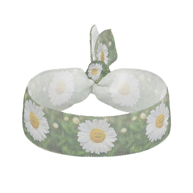 Sweet Smiling Daisy Ribbon Hair Tie (Front)